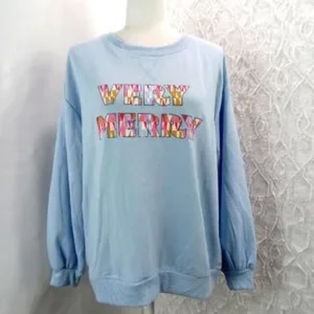 C&C California Very Merry Long Sleeve Sweatshirt, Size Medium, NWT Christmas